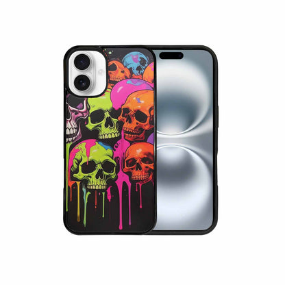 iPhone 16 Plus Case — Vibrant Camo 1000\'s Of Skeletons Neon, Unique Phone Case Design