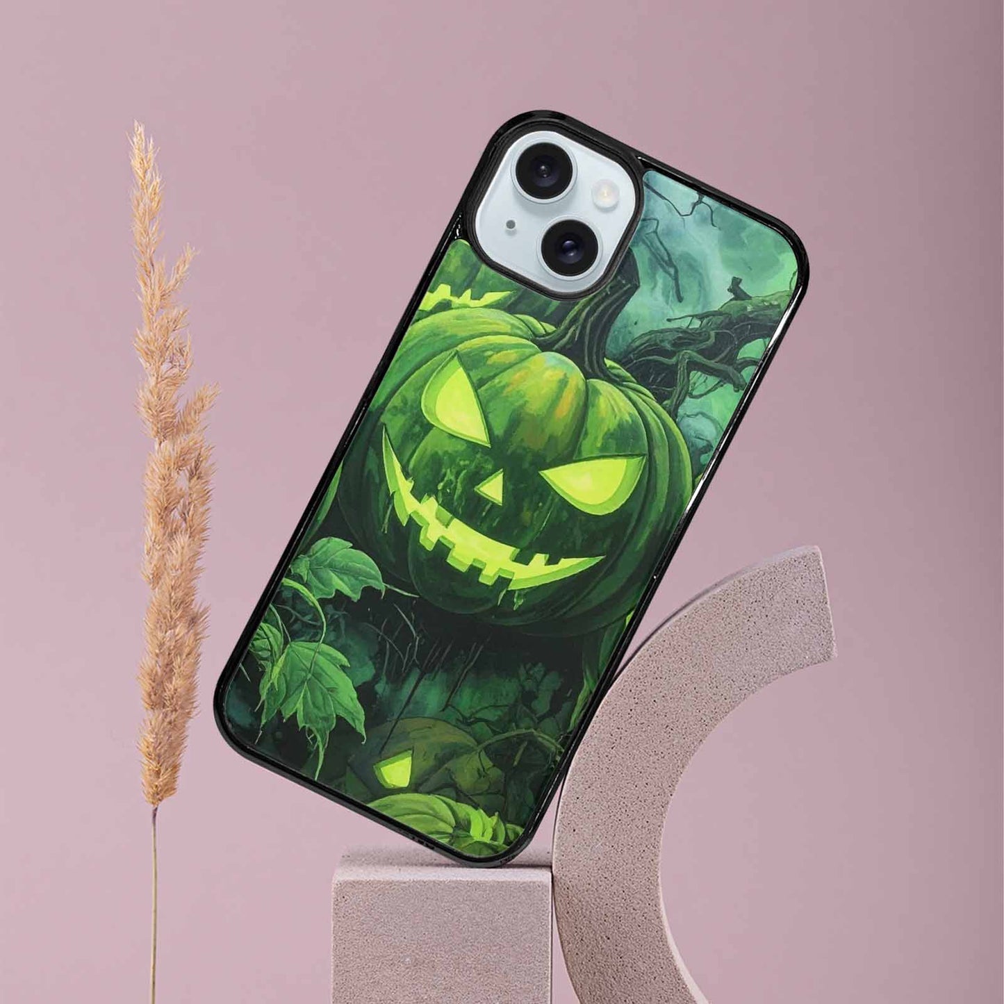 iPhone 15 Plus Case — Halloween Glowing Jackolantern, Custom Designed Case Cover