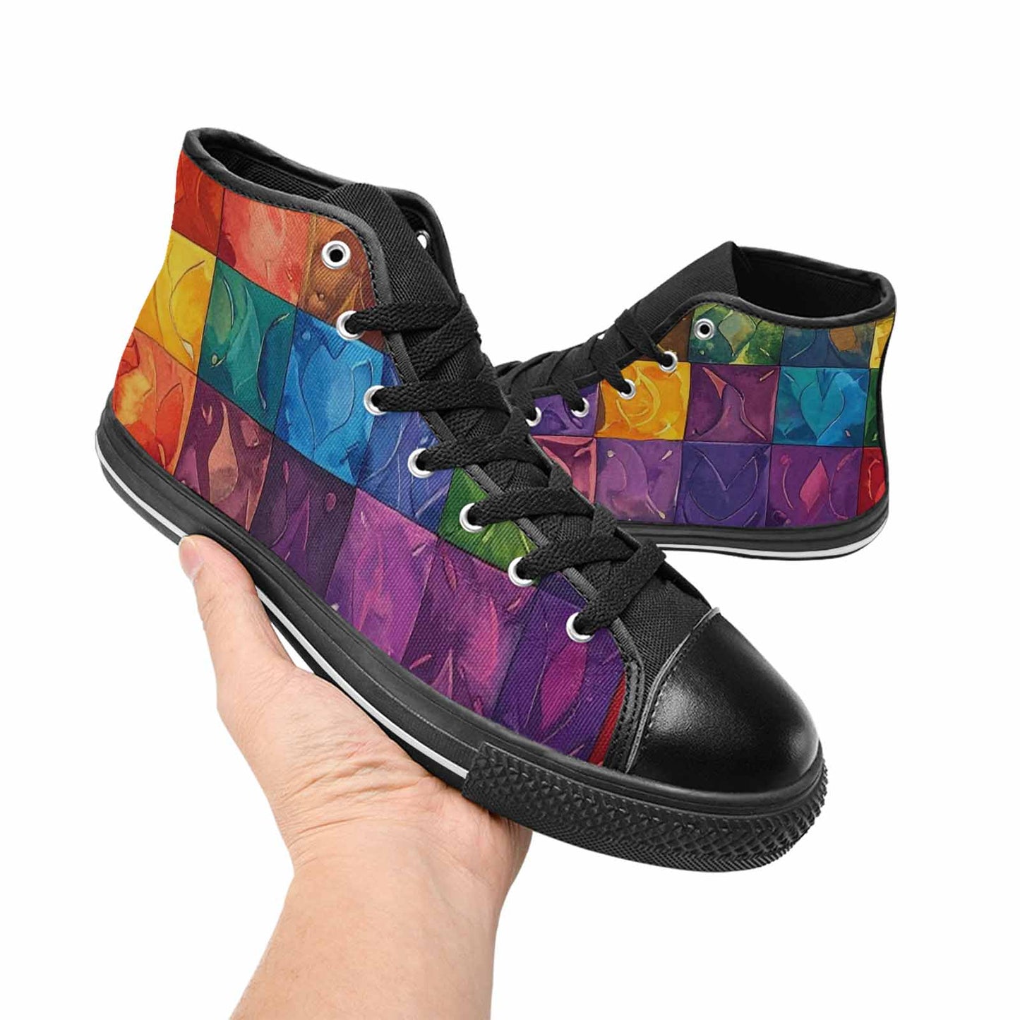 MEN'S Rainbow Pride Flag High Top Canvas Y2K Sneakers
