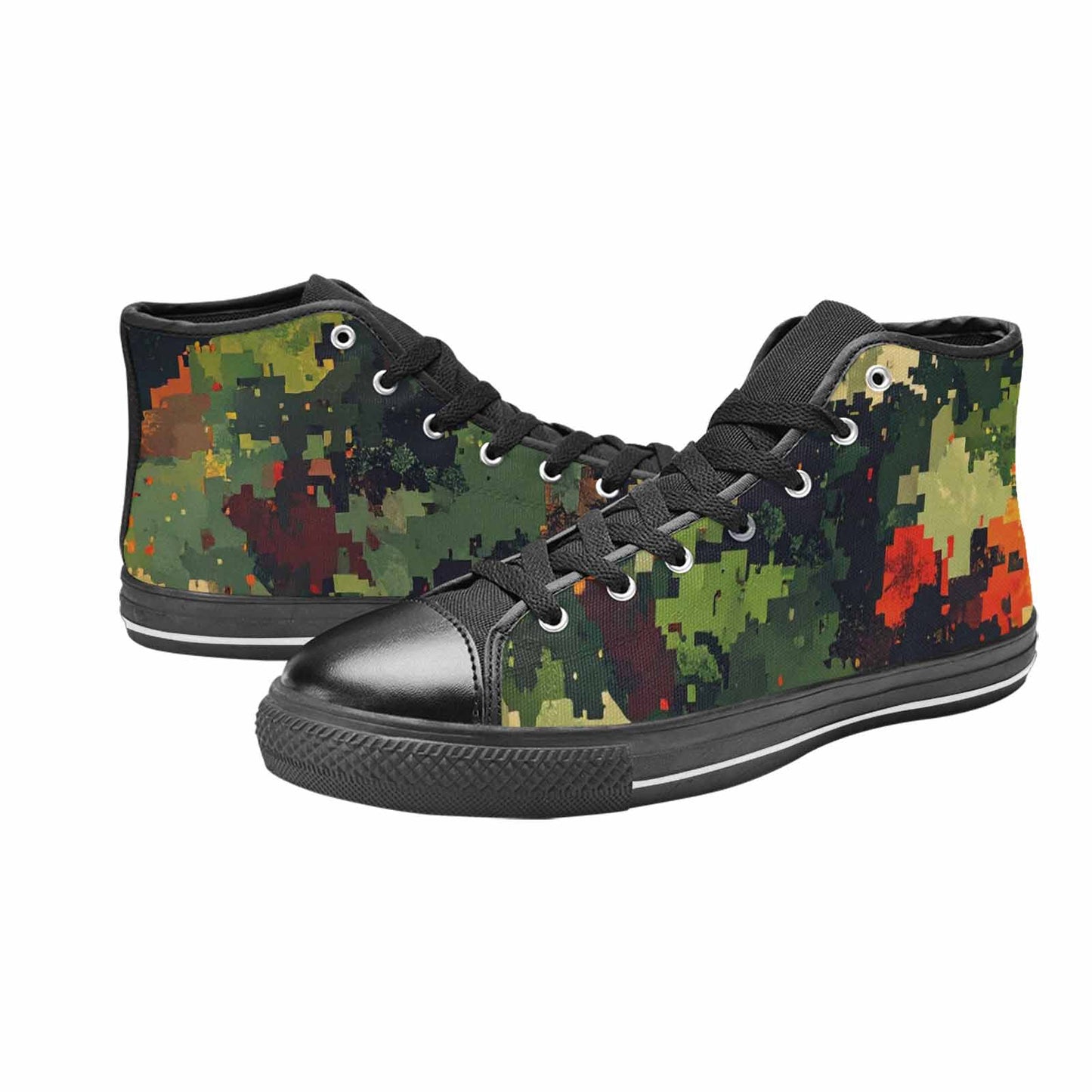 WOMEN'S Military Camouflage Blotch High Top Canvas Vibrant Chaos Sneakers