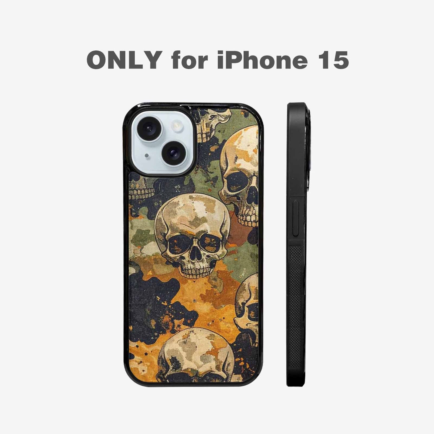 iPhone 15 Case — Military Camo Skull Custom, Custom Made Phone Cover