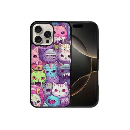 iPhone 16 Pro Max Case — Pastel Gore Cat Character Pattern Hundreds, Custom Art Phone Cover