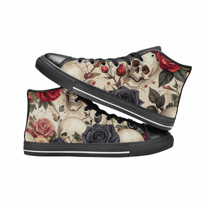 MEN'S Skulls - Roses High Top Canvas Cottagecore Shoes