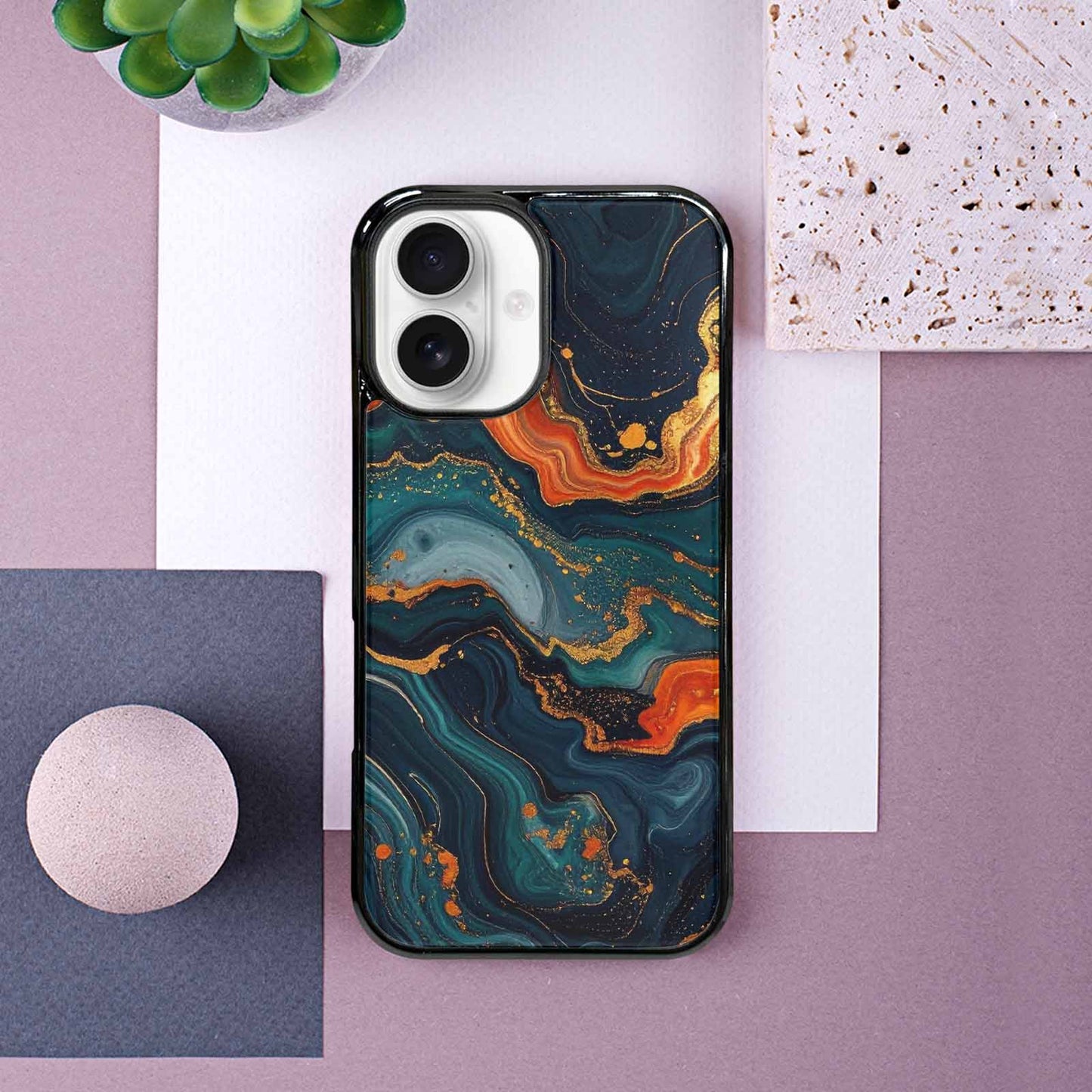 iPhone 16 Case — Marble Dark, Unique Phone Case Design