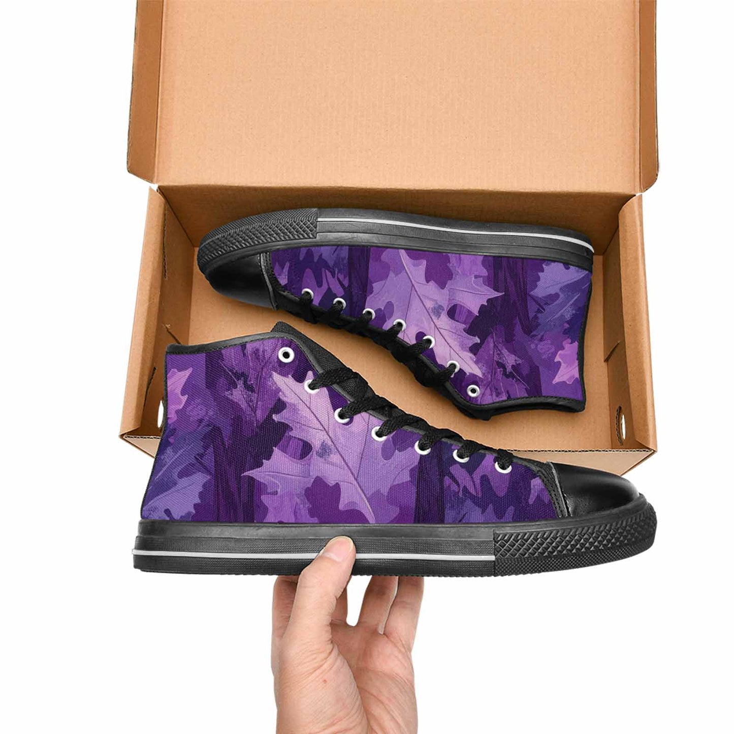 WOMEN'S Military Camouflage Blotch High Top Canvas Wallpaper Art Custom Sneakers