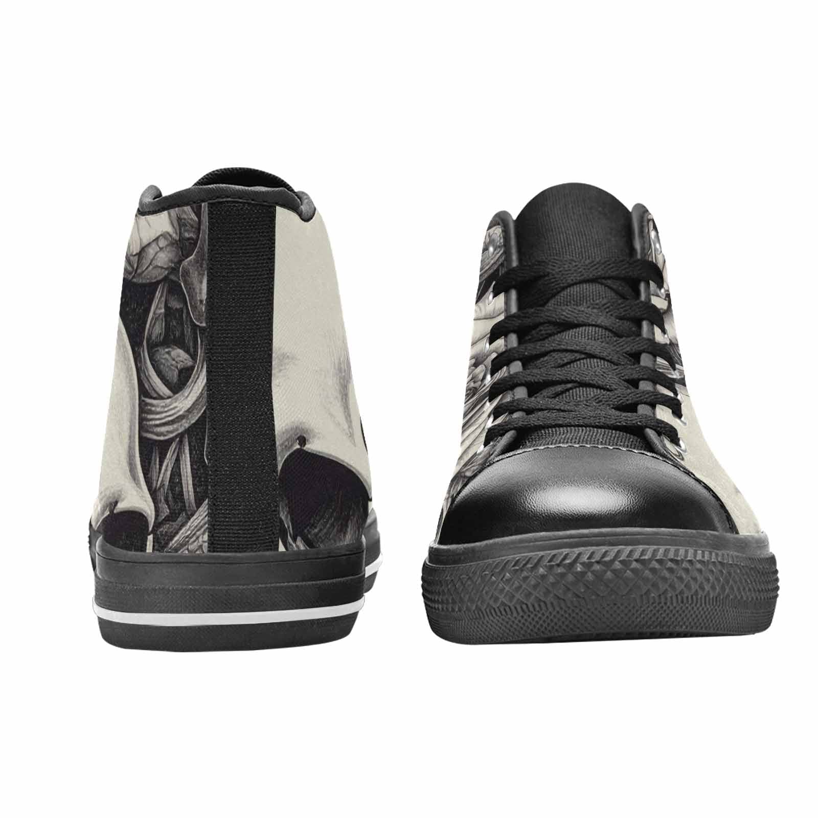 WOMEN'S Skulls Roses Pen Ink High Top Canvas Vivid Custom Sneakers