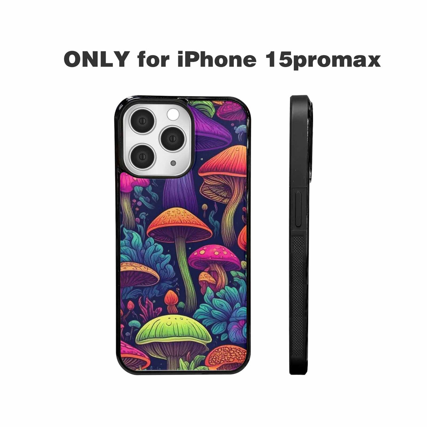 iPhone 15 Pro Max Case — Mushroom Psychedelic Art Seamless Pattern Vibrant, Custom Printed Phone Case