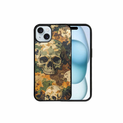 iPhone 15 Plus Case — Military Camo Texture Combined With Distressed, Custom Printed Phone Case