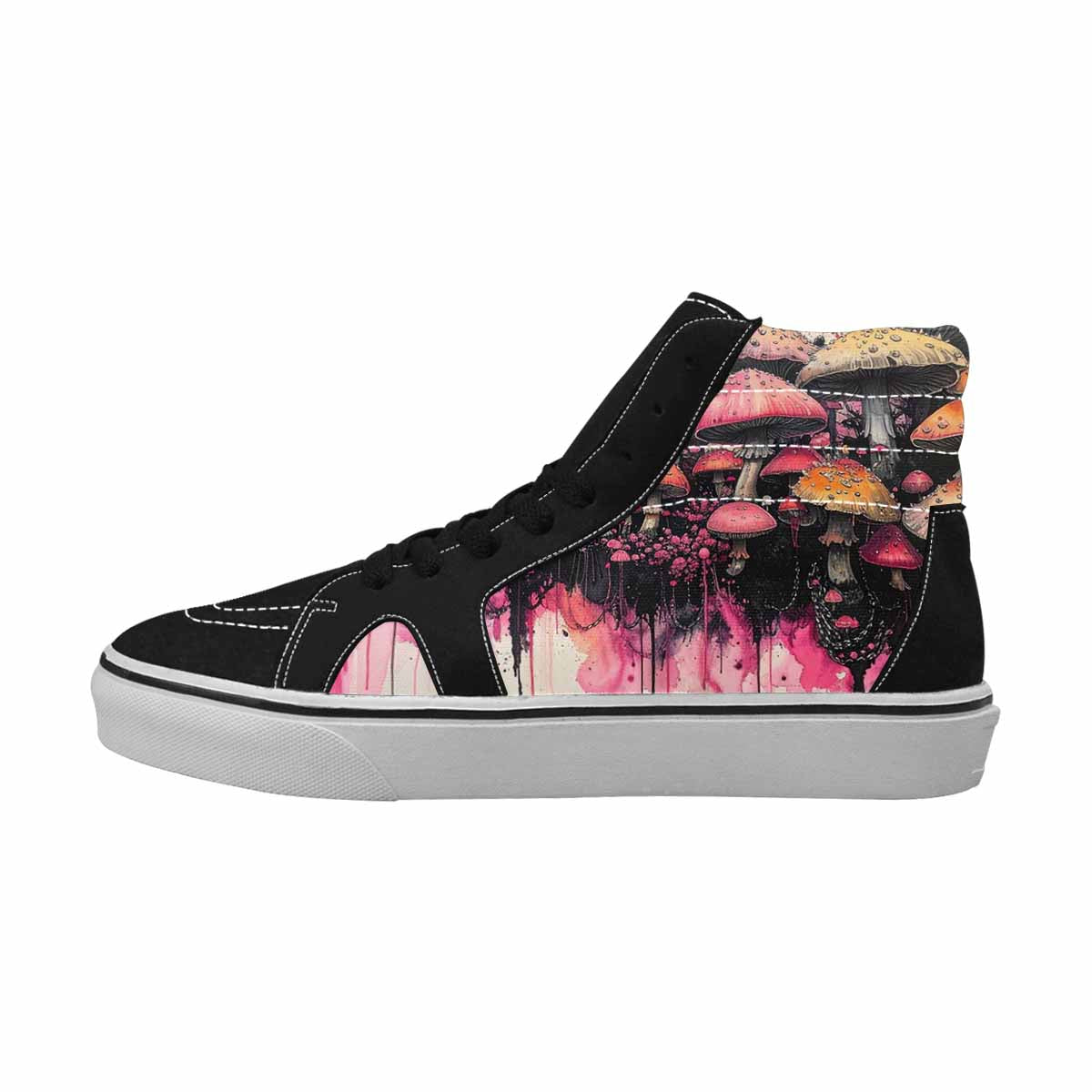 MEN'S Rainbow Drip Mushrooms High Top Canvas Vibrant Chaos Custom Sneakers