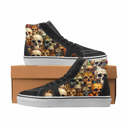 WOMEN'S Skulls High Top Canvas Boutique Wallpaper Art Custom Shoes