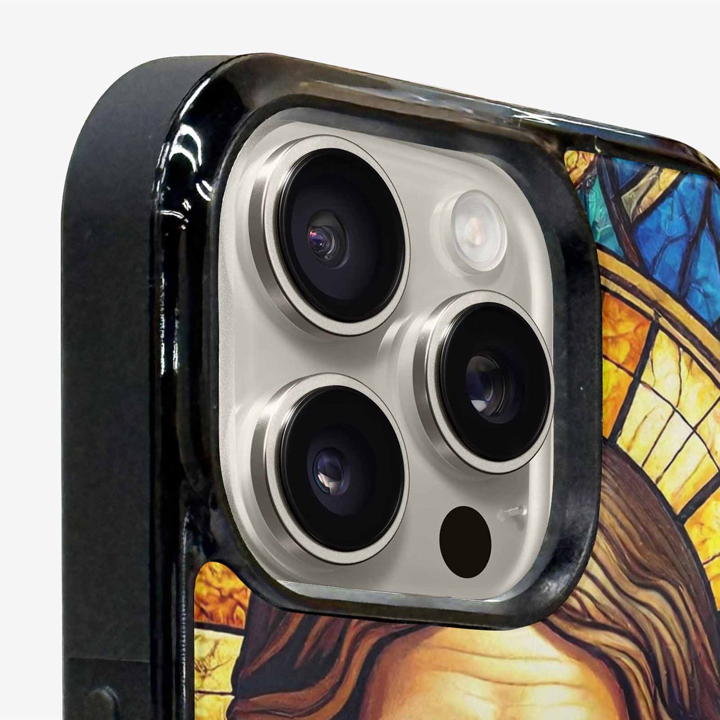 iPhone 16 Pro Case — Jesus Face Small Cross And Faith, Custom Designed Case Cover
