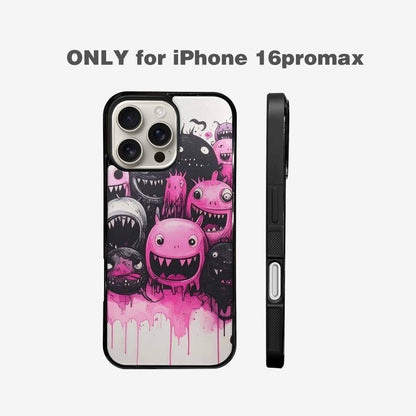 iPhone 16 Pro Max Case — Monsters General Black Pink Ink Cartoon, Custom Made Phone Cover