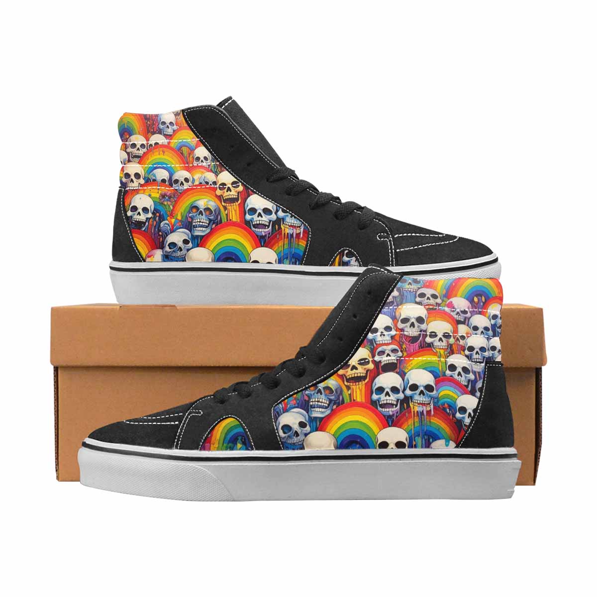 WOMEN'S Skulls High Top Canvas Original Design Wallpaper Art Custom Canvas Shoes