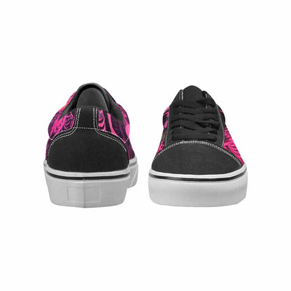 WOMEN'S Skeletons  Neon Pink Lace-Up Canvas Melting Art Custom Sneakers