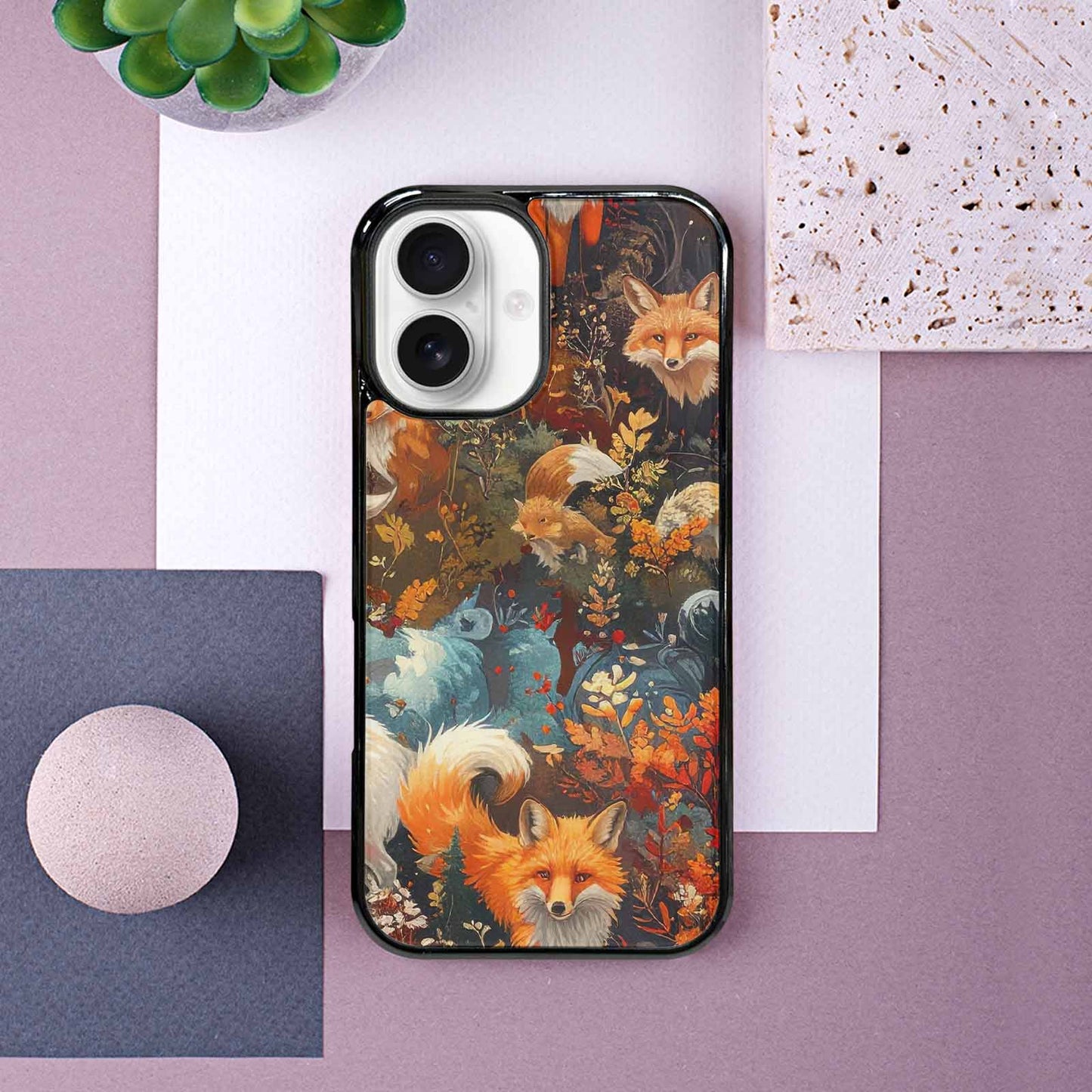 iPhone 16 Case — Fox Forest Fox Forest Pattern Hundreds, Custom Made Phone Cover
