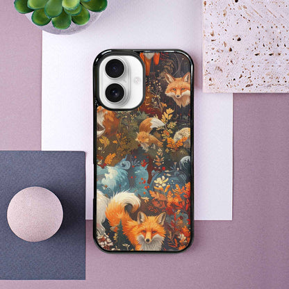 iPhone 16 Case — Fox Forest Fox Forest Pattern Hundreds, Custom Made Phone Cover