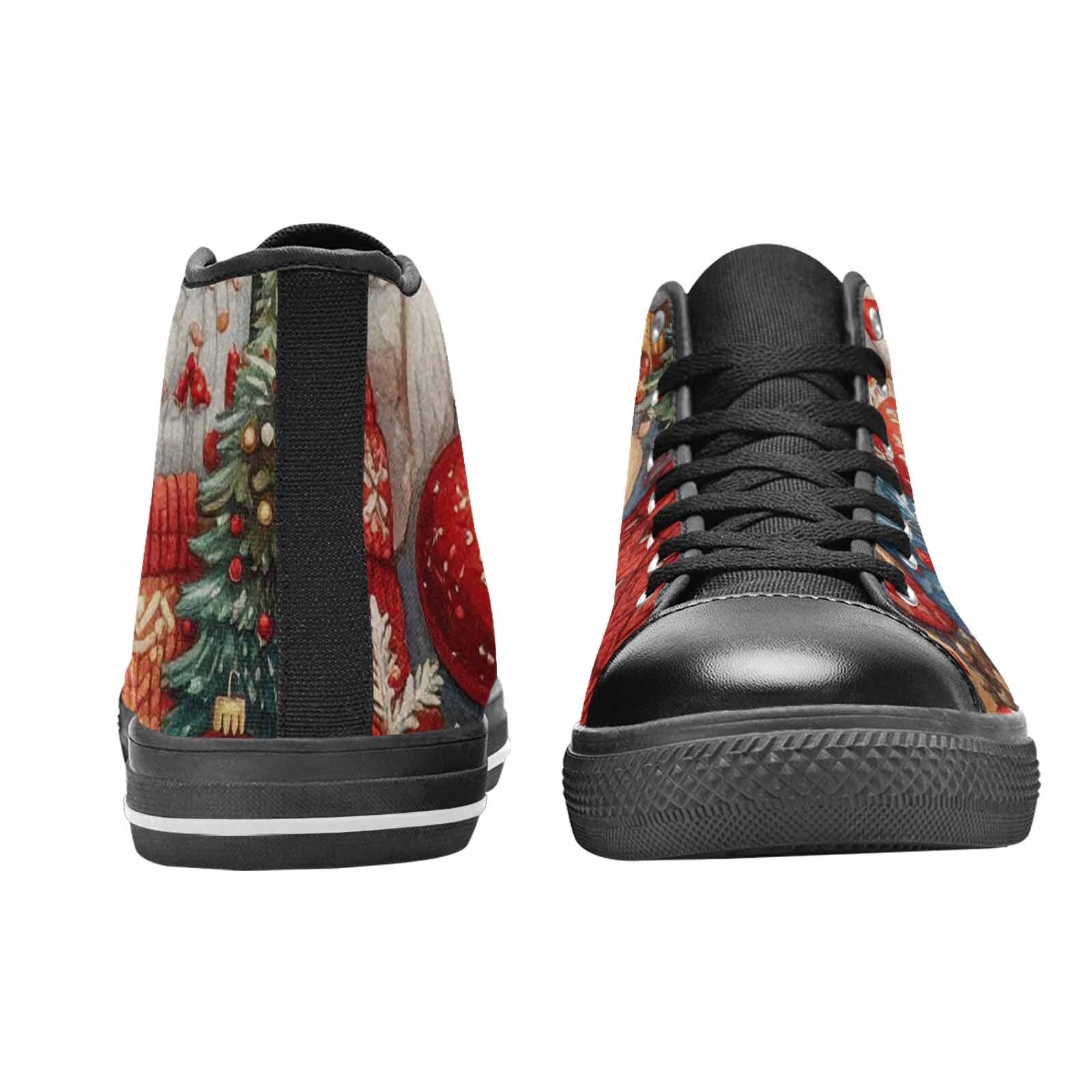 WOMEN'S Christmas Holly Snowflake High Top Canvas Wallpaper Art Sneakers