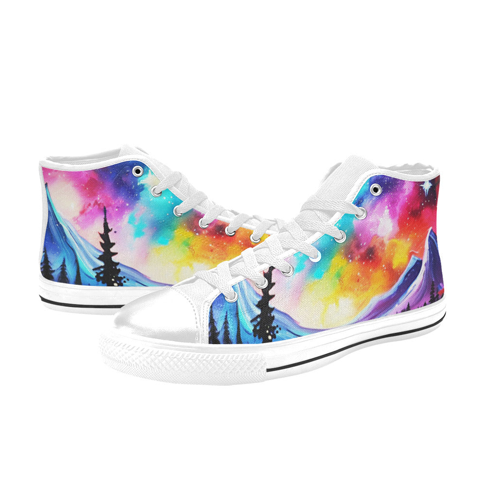 MEN'S Acrylic Colorful Galaxy Art High Top Canvas Dark Academia Custom Shoes