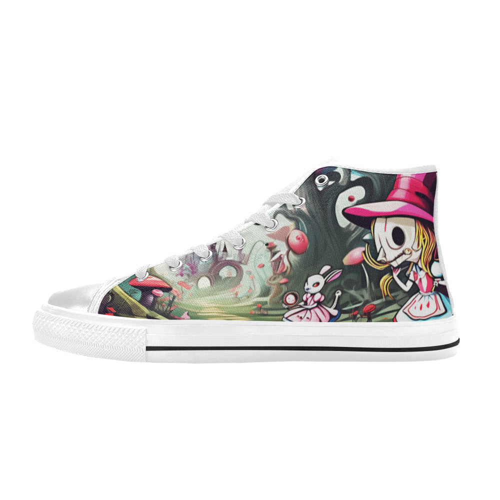 WOMEN'S Evil Wonderland World High Top Canvas Dark Academia Custom Sneakers