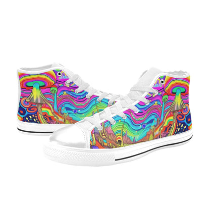 WOMEN'S Trippy Acid World Art High Top Canvas Neon Fantasy Shoes