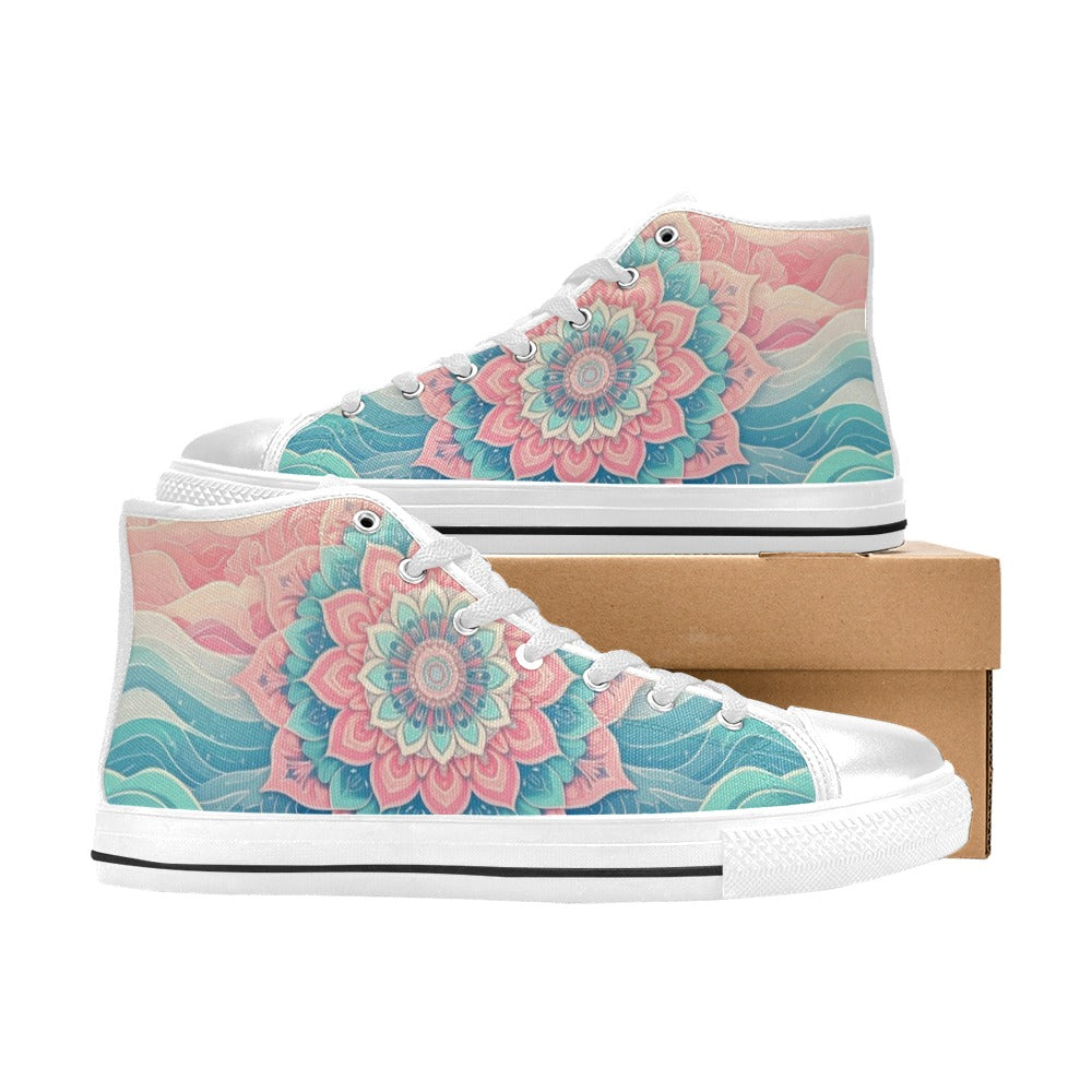 WOMEN'S Pastel Wave Mandala High Top Canvas Y2K Sneakers