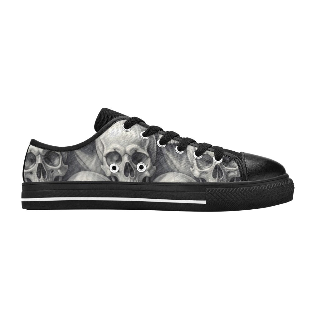 WOMEN'S Hyper Realistic Skull Low Top Canvas Cottagecore Custom Sneakers