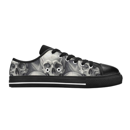 WOMEN'S Hyper Realistic Skull Low Top Canvas Cottagecore Custom Sneakers