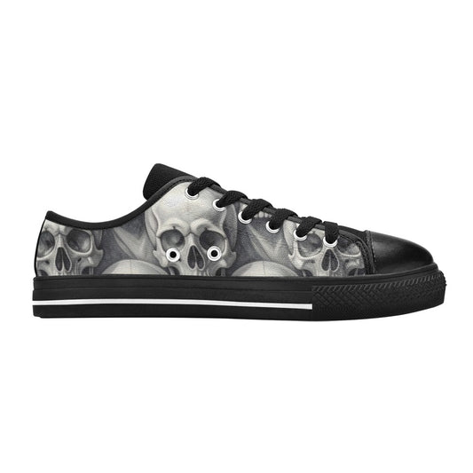 WOMEN'S Hyper Realistic Skull Low Top Canvas Cottagecore Custom Sneakers
