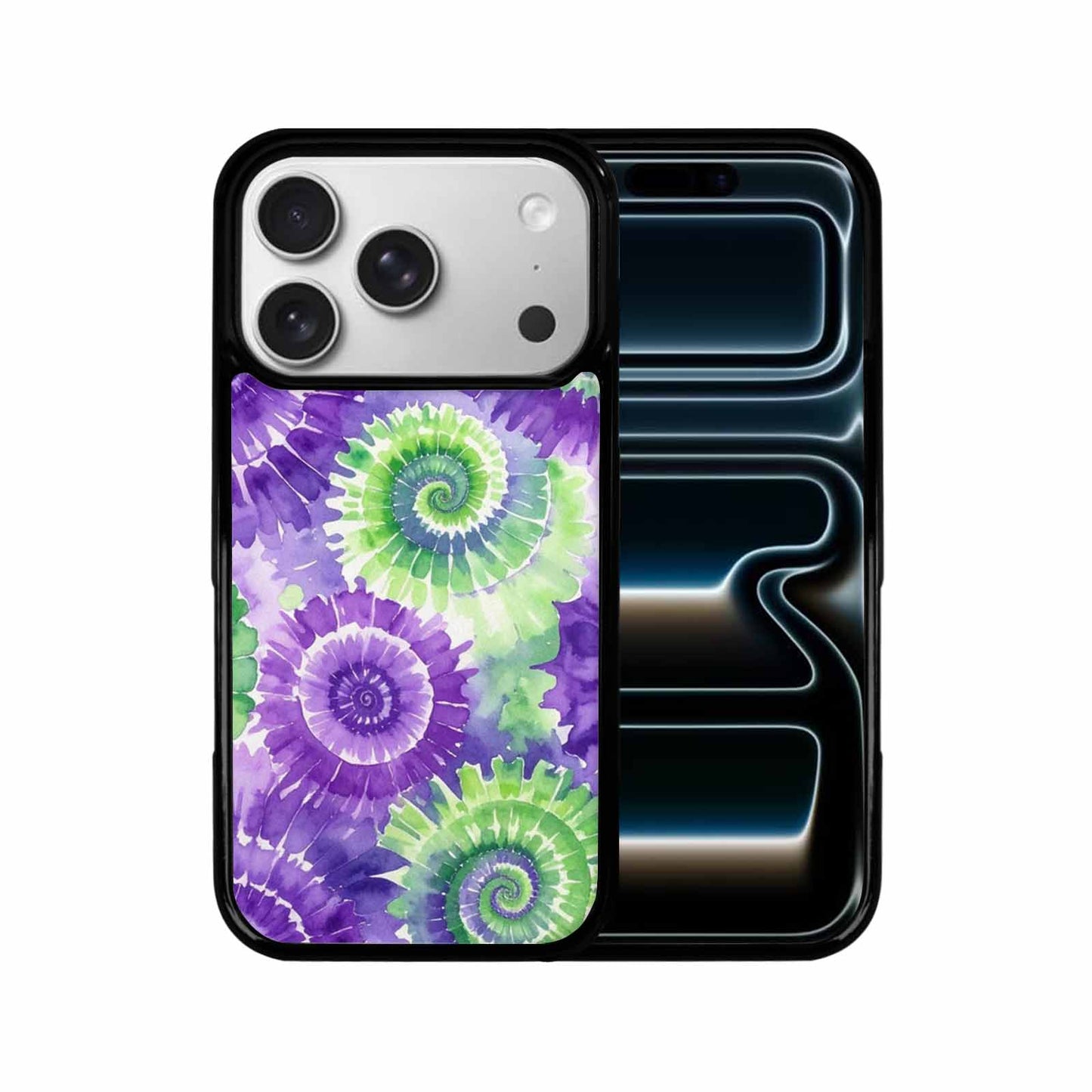 iPhone 17 Pro Case — Tie Dye Purple Green Blended Tie, Custom Phone Case