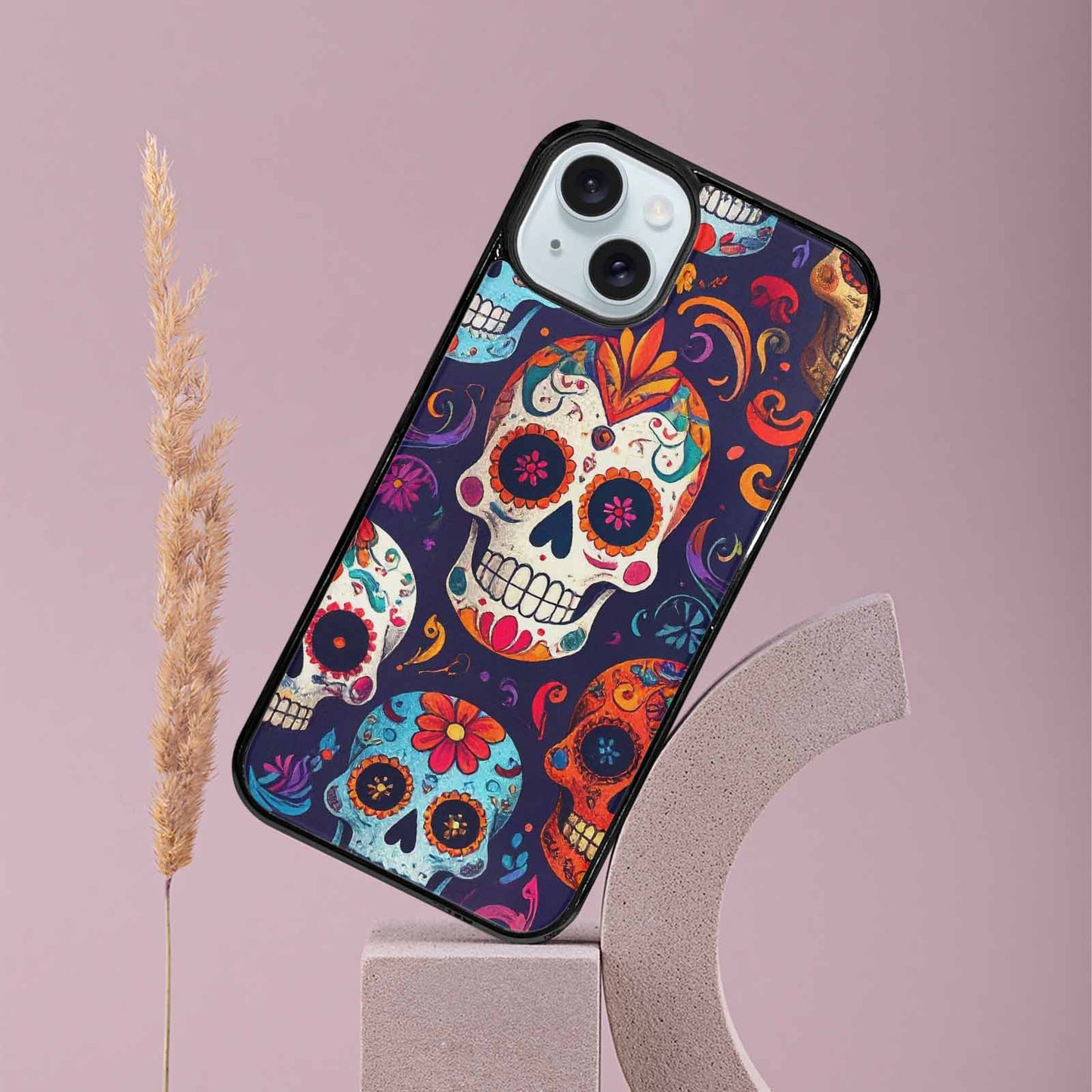 iPhone 15 Plus Case — Day Dead Sugar Skull Art 100s, Custom Print Case Cover