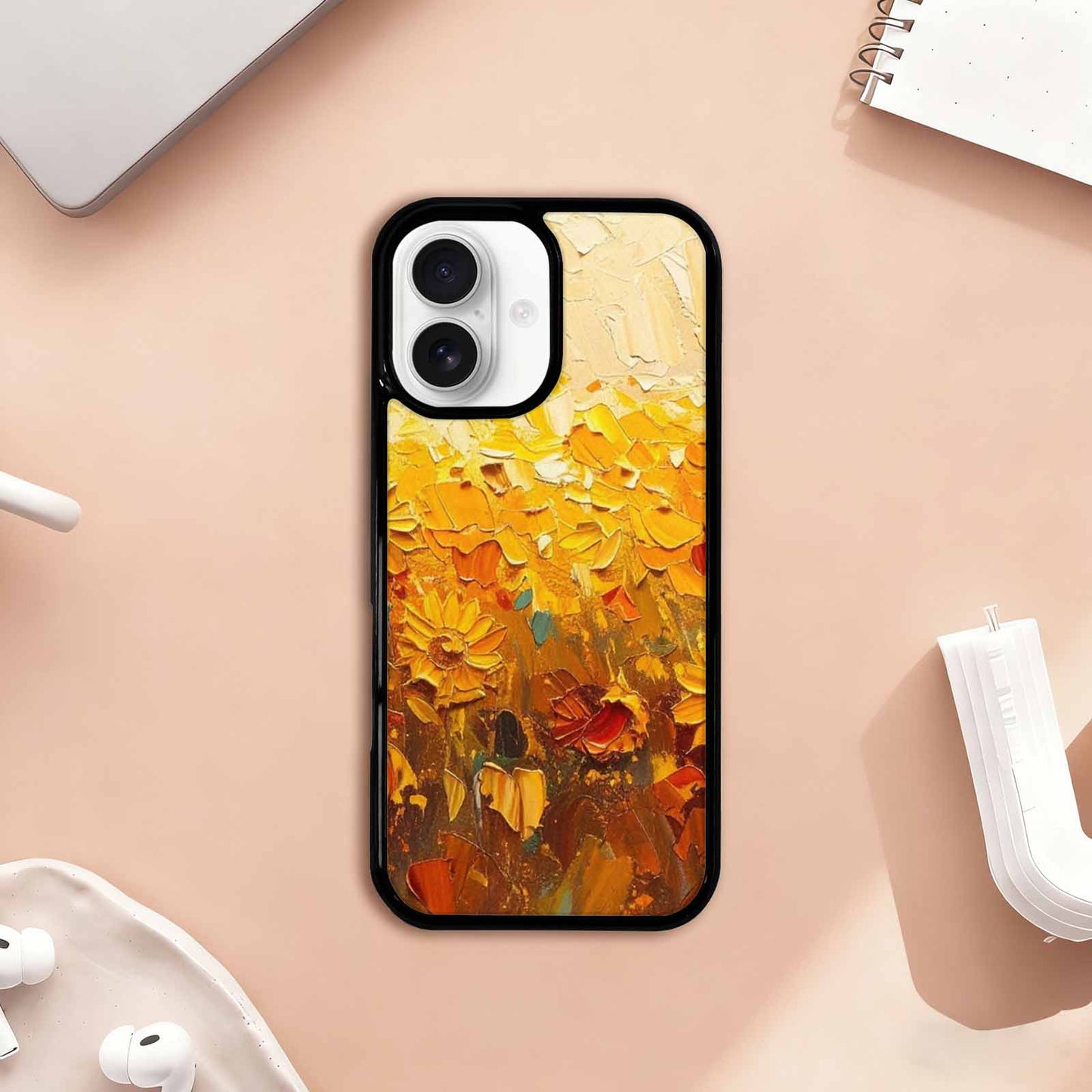iPhone 17 Case — Impressionist Sunflower Brushstroke Pattern Floral, Unique Phone Case Design