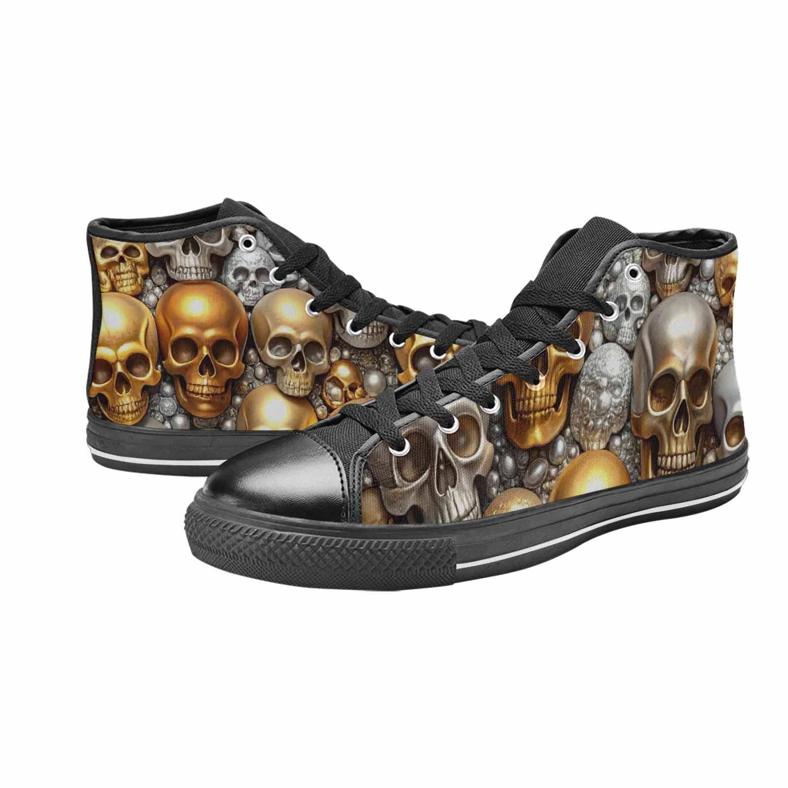 WOMEN'S Skulls - Metallic-Chrome- High Top Canvas Dreamcore Sneakers