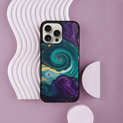 iPhone 16 Pro Max Case — Marbled Swirl Texture Blended With Galaxy, Custom Designed Case Cover