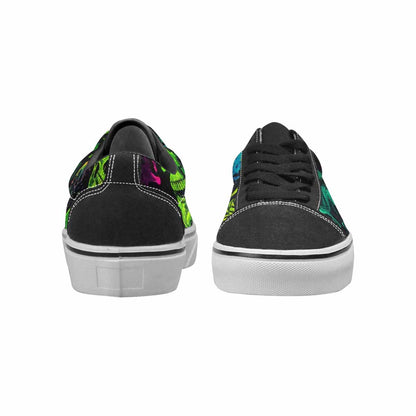 WOMEN'S Skeletons × Neon Green Lace-Up Canvas Melting Art Custom Sneakers