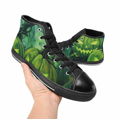 MEN'S Halloween Glowing Jackolantern High Top Canvas Aesthetic Shoes