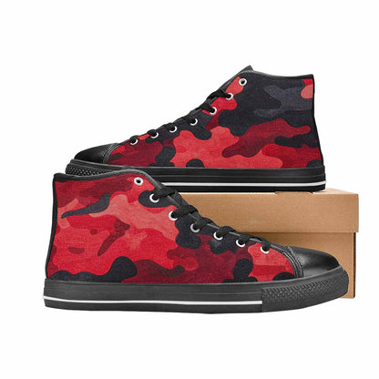 MEN'S Tactical Camo Red Black High Top Canvas Cottagecore Shoes