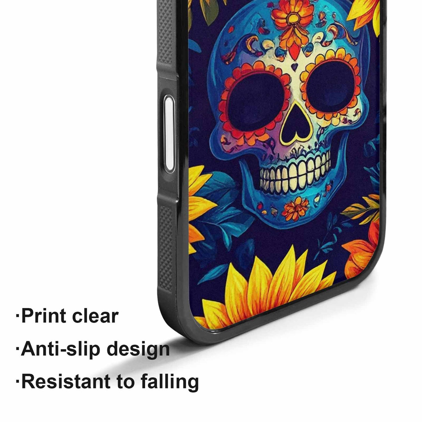 iPhone 17 Case — Sunflowers Skulls Art Seamless Gothic Skulls, Custom Art Phone Cover