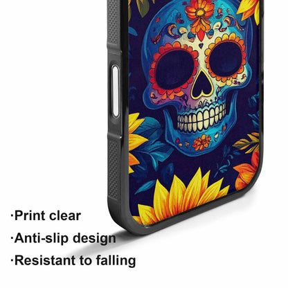 iPhone 17 Case — Sunflowers Skulls Art Seamless Gothic Skulls, Custom Art Phone Cover