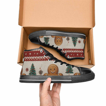 WOMEN'S Christmas Holly Snowflake High Top Canvas Dark Academia Sneakers