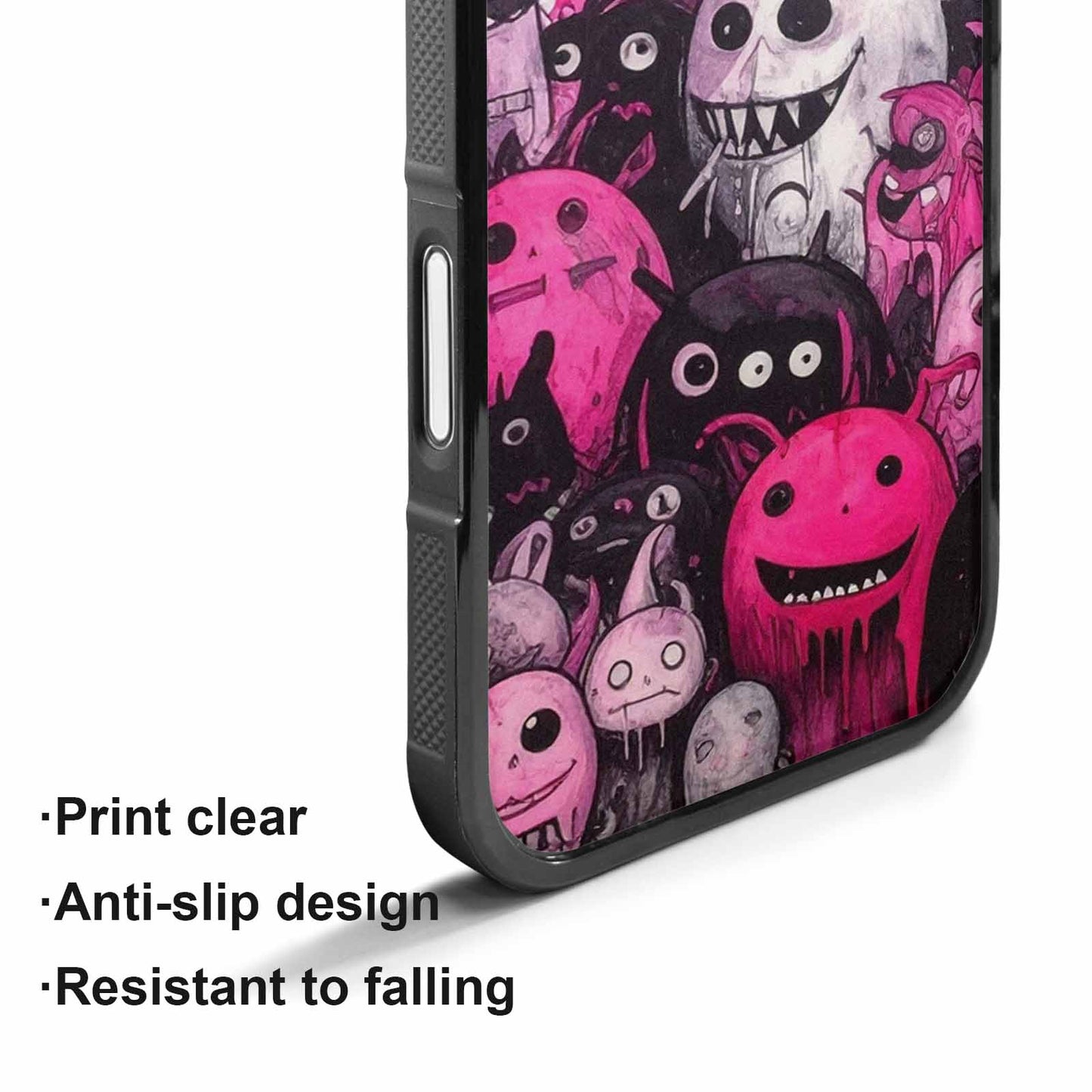 iPhone 17 Case — Black &amp; Pink Ink Cartoon Cute, Customized Protective Case