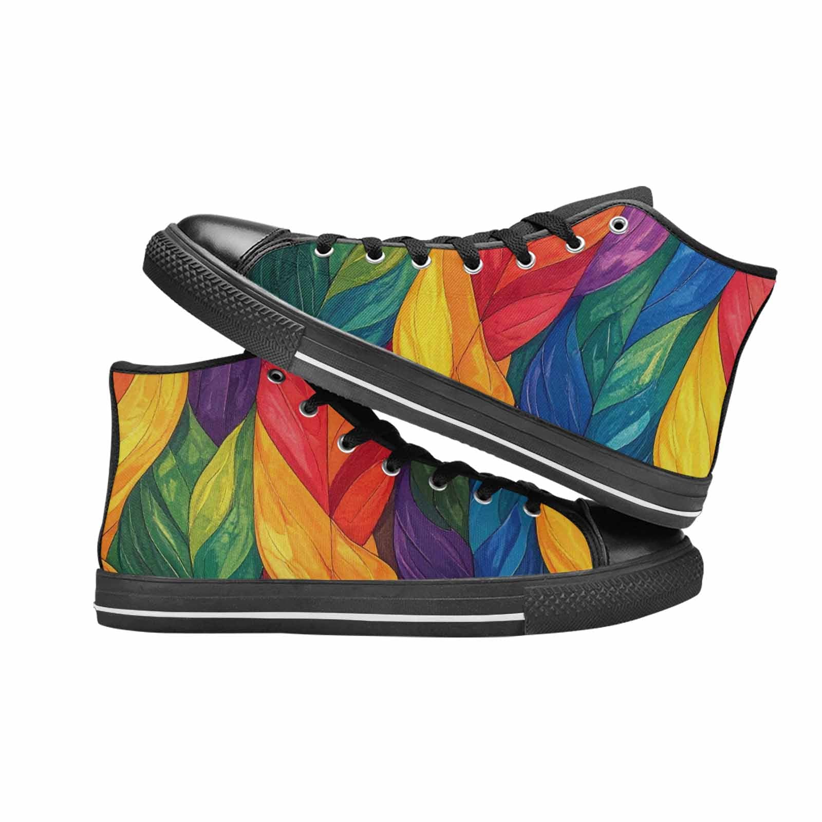MEN'S Rainbow Pride Flag High Top Canvas Vivid Custom Sneakers