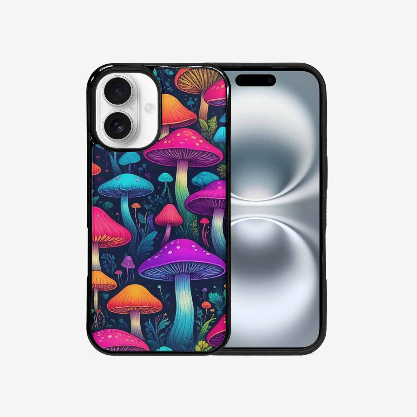iPhone 16 Case — Mushroom Psychedelic Art Seamless Pattern Vibrant, Unique Phone Case Design