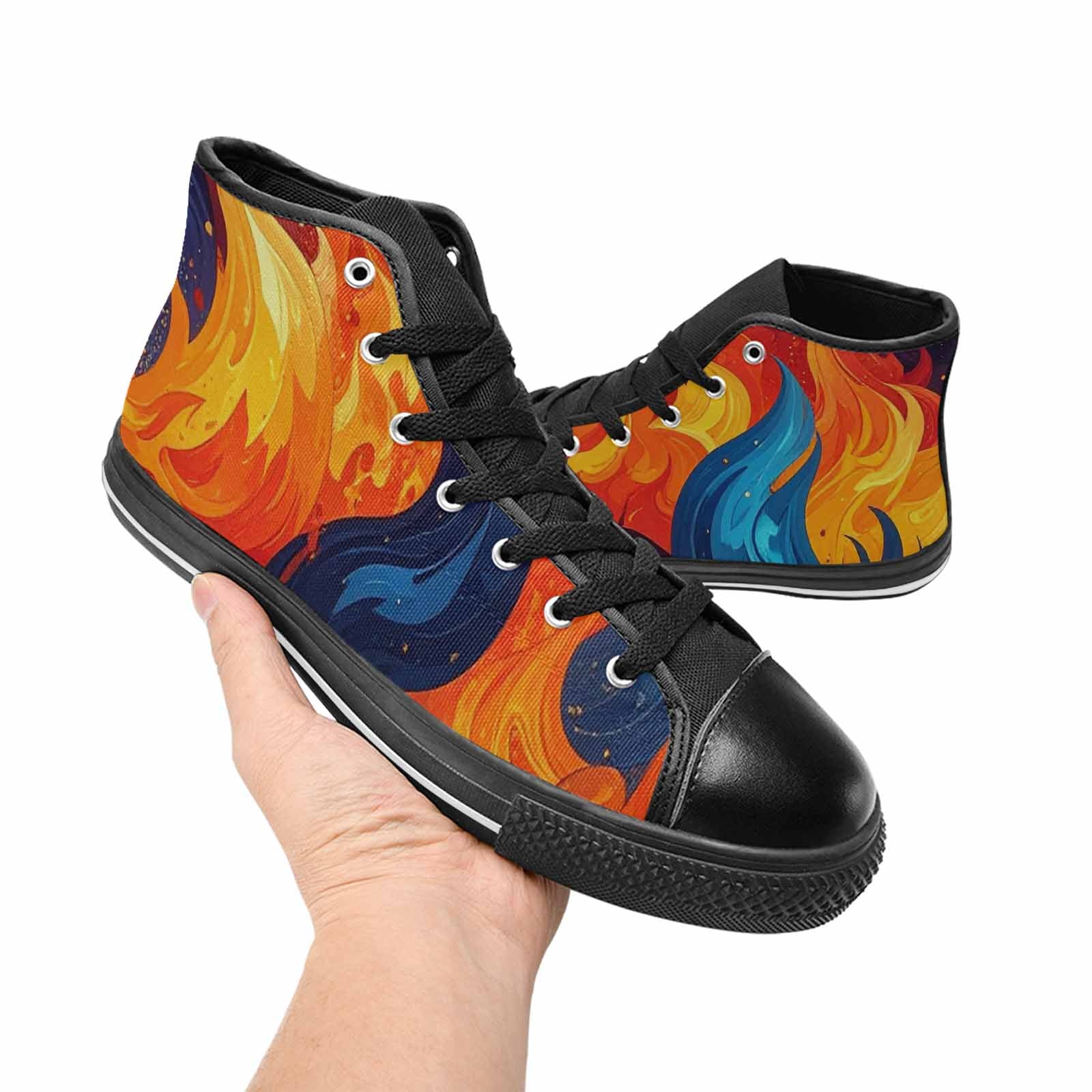 WOMEN'S Fire Flame High Top Canvas Dark Academia Custom Sneakers