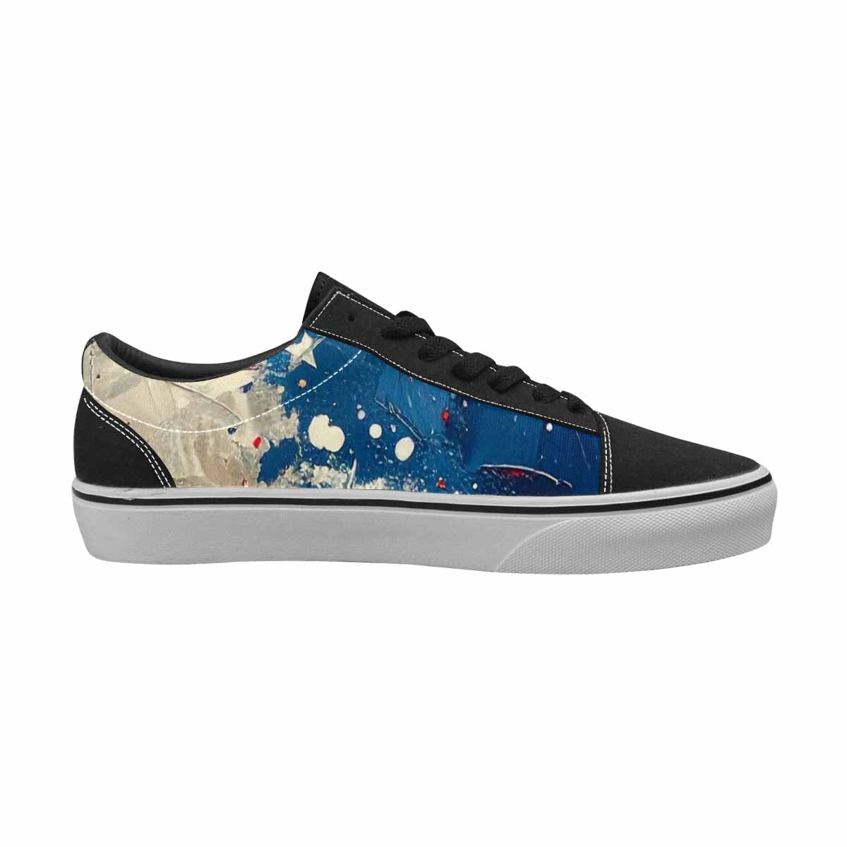 WOMEN'S Patriotic Stars Stripes Lace-Up Canvas Wallpaper Art Sneakers