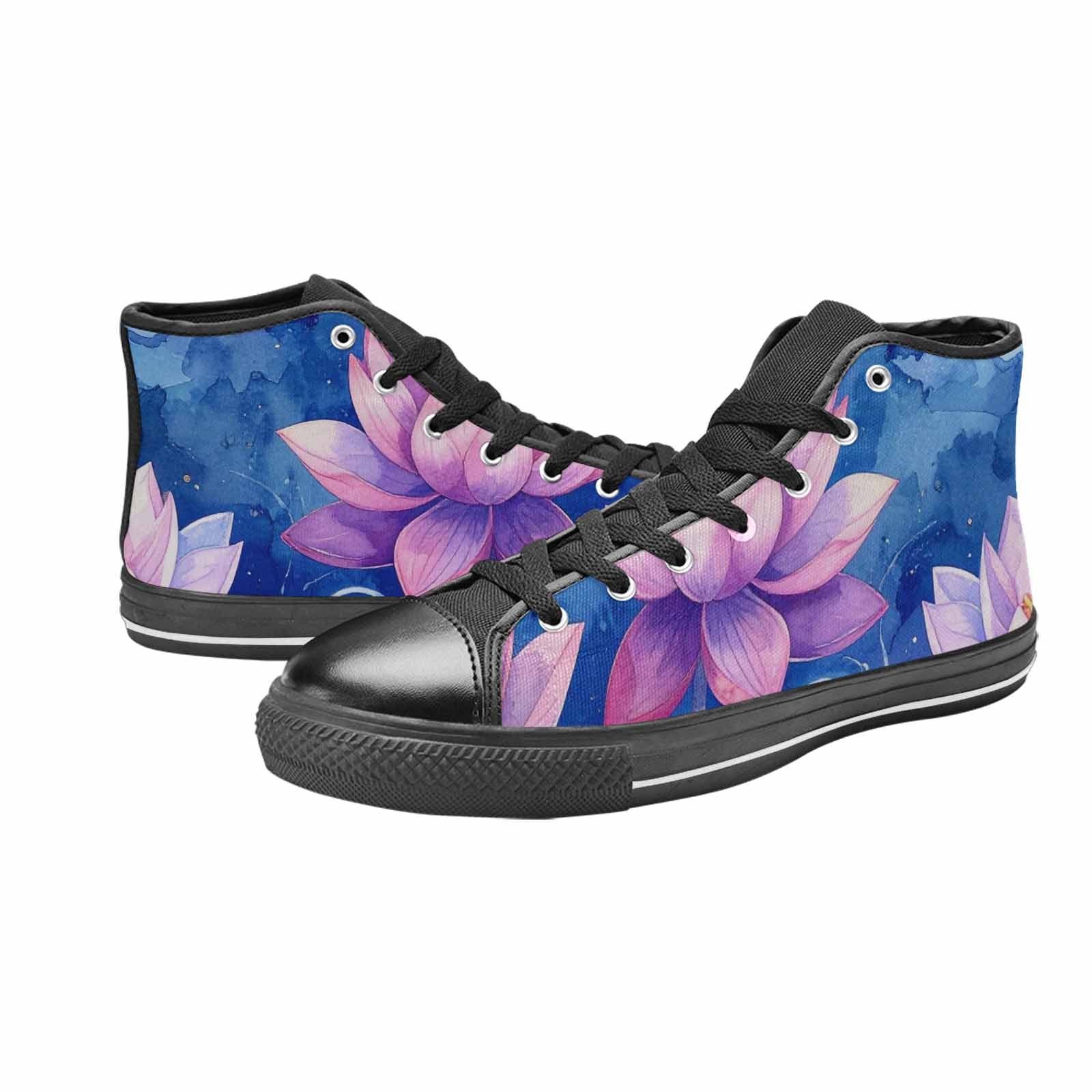 MEN'S Water Lilies Impressionist High Top Canvas Wallpaper Art Shoes