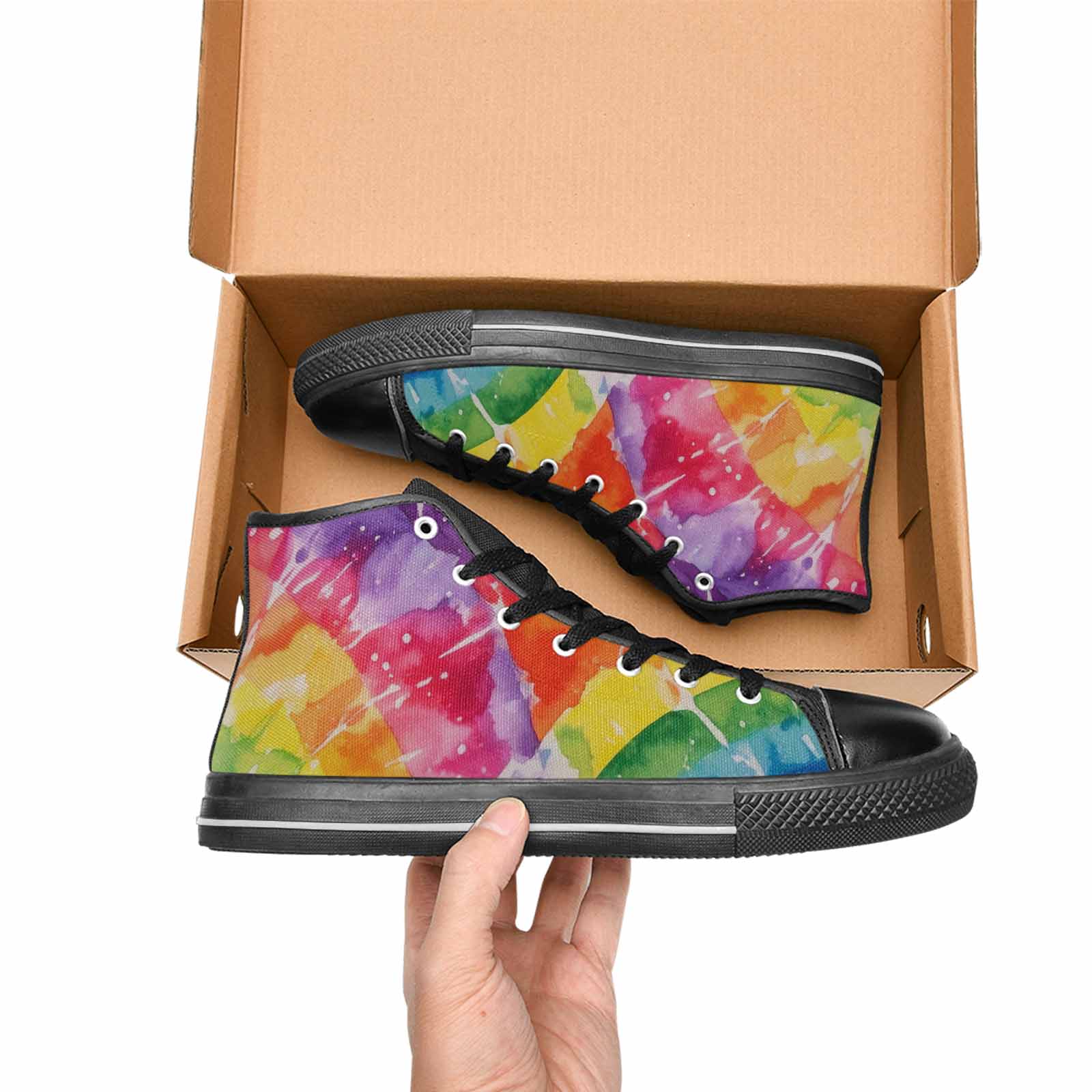 WOMEN'S Tie Dye - High Top Canvas Neon Fantasy Sneakers