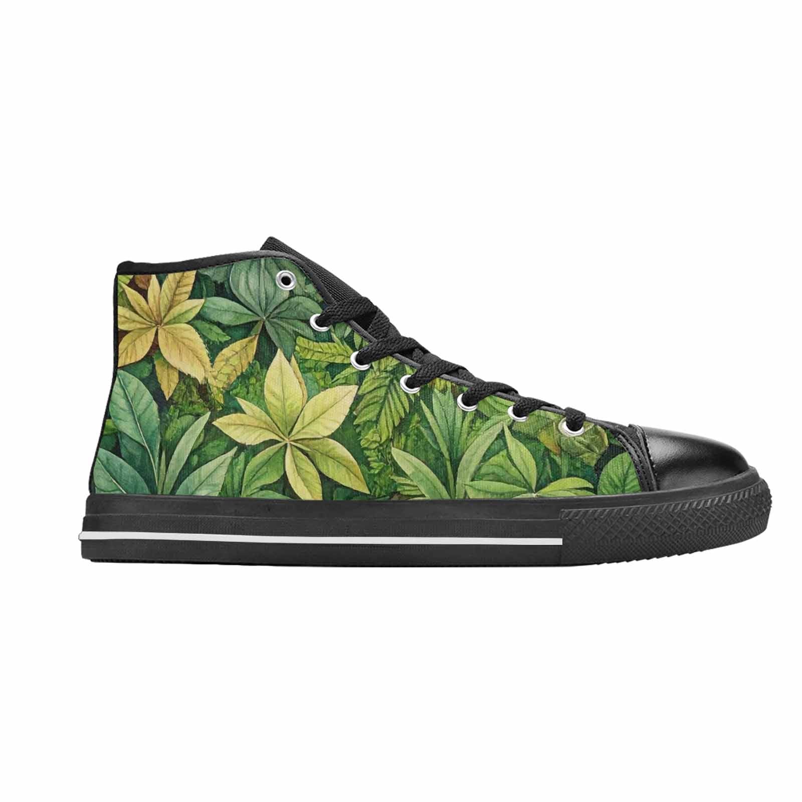 MEN'S Seven-Point Palmate Leaf High Top Canvas Vibrant Chaos Shoes