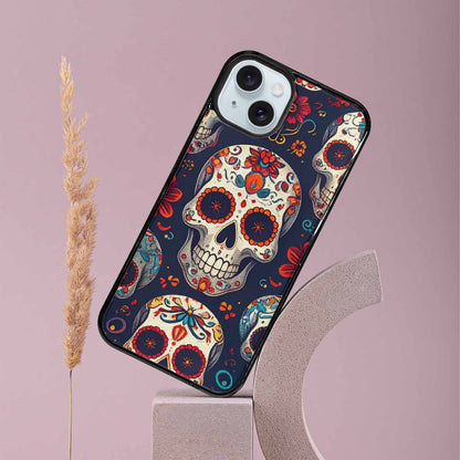 iPhone 15 Plus Case — Day Dead Sugar Skull Art 100s, Custom Made Phone Cover