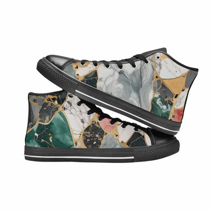 MEN'S Marble Stone Texture High Top Canvas Aesthetic Custom Sneakers
