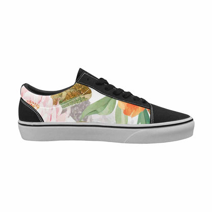 MEN'S Floral Snake Print Canvas Lace-Up Surreal Custom Shoes